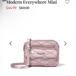 Baggallini-Modern Everywhere Mini Crossbody Metallic Blush Pink Quilted New